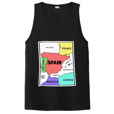 Colorful Simplified Map Of Spain. Surrounding Countries PosiCharge Competitor Tank
