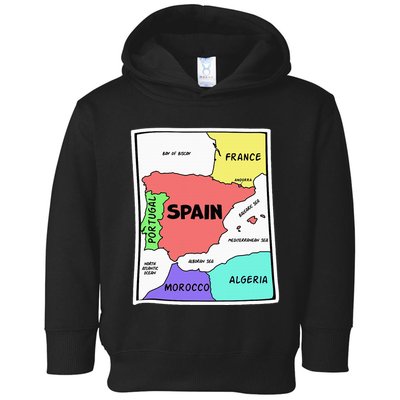 Colorful Simplified Map Of Spain. Surrounding Countries Toddler Hoodie