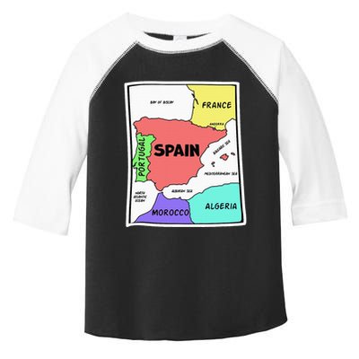 Colorful Simplified Map Of Spain. Surrounding Countries Toddler Fine Jersey T-Shirt