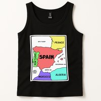 Colorful Simplified Map Of Spain. Surrounding Countries Tank Top