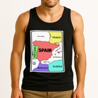 Colorful Simplified Map Of Spain. Surrounding Countries Tank Top