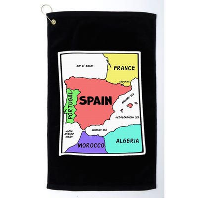 Colorful Simplified Map Of Spain. Surrounding Countries Golf Towel