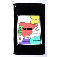 Colorful Simplified Map Of Spain. Surrounding Countries Golf Towel