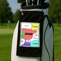 Colorful Simplified Map Of Spain. Surrounding Countries Golf Towel