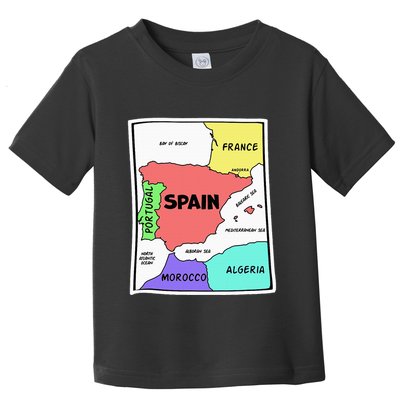 Colorful Simplified Map Of Spain. Surrounding Countries Toddler T-Shirt
