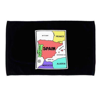 Colorful Simplified Map Of Spain. Surrounding Countries Microfiber Hand Towel
