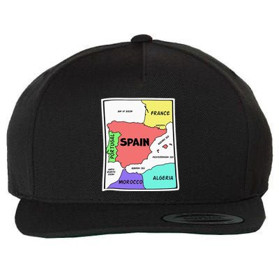 Colorful Simplified Map Of Spain. Surrounding Countries Wool Snapback Cap