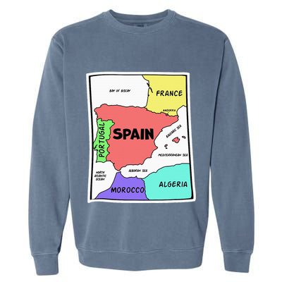 Colorful Simplified Map Of Spain. Surrounding Countries Garment-Dyed Sweatshirt