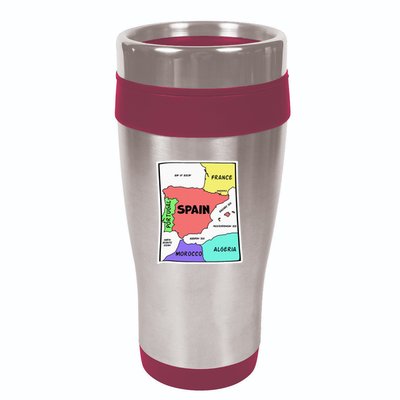 Colorful Simplified Map Of Spain. Surrounding Countries 16oz Travel Tumbler
