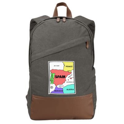 Colorful Simplified Map Of Spain. Surrounding Countries Cotton Canvas Backpack