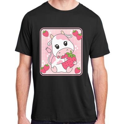 Cute Strawberry Milk Pink Cow Print Kawaii Aesthetic Animal Adult ChromaSoft Performance T-Shirt