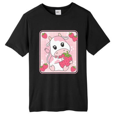 Cute Strawberry Milk Pink Cow Print Kawaii Aesthetic Animal Tall Fusion ChromaSoft Performance T-Shirt