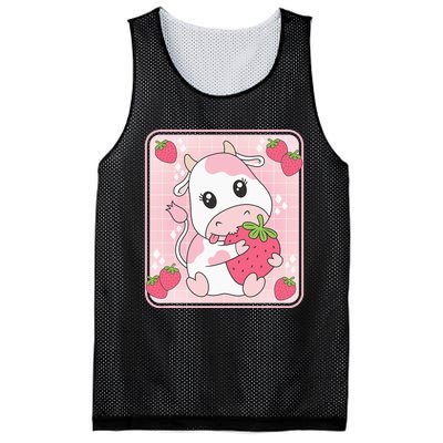 Cute Strawberry Milk Pink Cow Print Kawaii Aesthetic Animal Mesh Reversible Basketball Jersey Tank