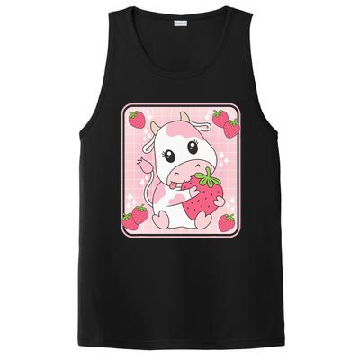 Cute Strawberry Milk Pink Cow Print Kawaii Aesthetic Animal PosiCharge Competitor Tank