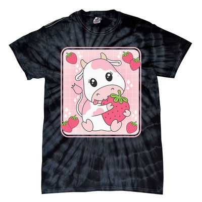 Cute Strawberry Milk Pink Cow Print Kawaii Aesthetic Animal Tie-Dye T-Shirt