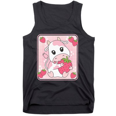 Cute Strawberry Milk Pink Cow Print Kawaii Aesthetic Animal Tank Top