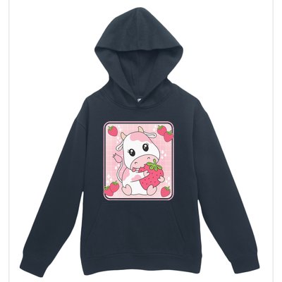 Cute Strawberry Milk Pink Cow Print Kawaii Aesthetic Animal Urban Pullover Hoodie