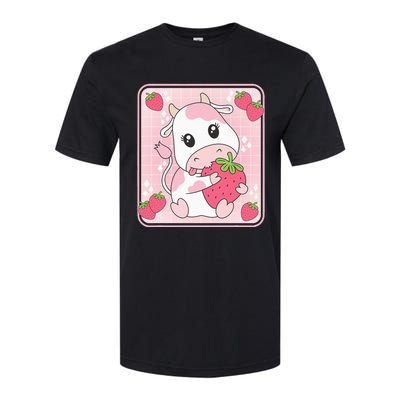 Cute Strawberry Milk Pink Cow Print Kawaii Aesthetic Animal Softstyle CVC T-Shirt