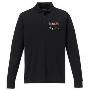 Christmas Science Medical Lab Stem Teacher Chemistry Chemist Performance Long Sleeve Polo