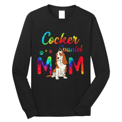 Cocker Spaniel Mom Tie Dye Dog Mom Mothers Day Long Sleeve Shirt