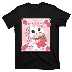 Cute Strawberry Milk Pink Cow Kawaii Aesthetic T-Shirt