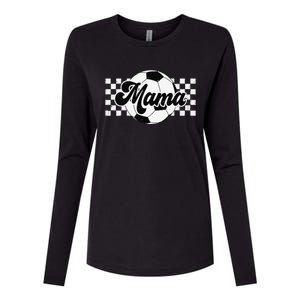 Checkered Soccer Mama Retro Soccer Mom Soccer Season Womens Cotton Relaxed Long Sleeve T-Shirt