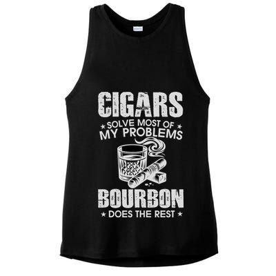 Cigars Solve Most Of My Problems Bourbon Does The Rest Ladies PosiCharge Tri-Blend Wicking Tank
