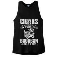 Cigars Solve Most Of My Problems Bourbon Does The Rest Ladies PosiCharge Tri-Blend Wicking Tank