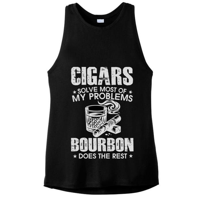 Cigars Solve Most Of My Problems Bourbon Does The Rest Ladies PosiCharge Tri-Blend Wicking Tank