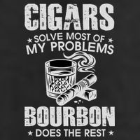 Cigars Solve Most Of My Problems Bourbon Does The Rest 7 Panel Mesh Trucker Snapback Hat