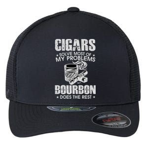 Cigars Solve Most Of My Problems Bourbon Does The Rest Flexfit Unipanel Trucker Cap