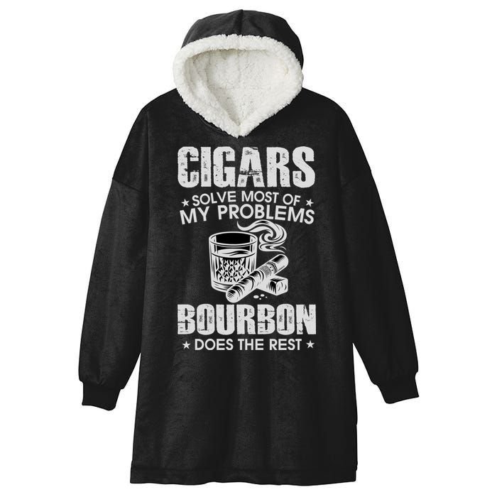 Cigars Solve Most Of My Problems Bourbon Does The Rest Hooded Wearable Blanket