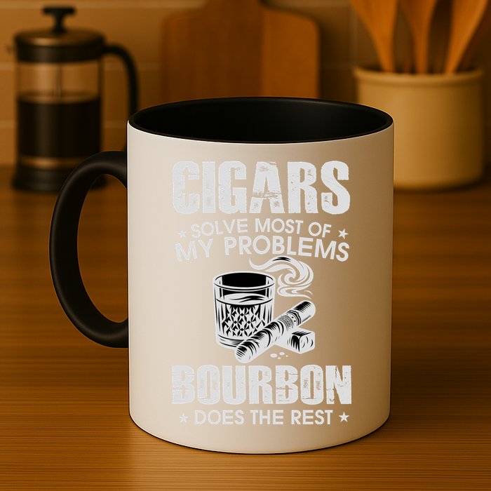 Cigars Solve Most Of My Problems Bourbon Does The Rest Mug