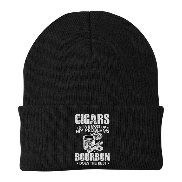 Cigars Solve Most Of My Problems Bourbon Does The Rest Knit Cap Winter Beanie