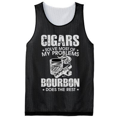 Cigars Solve Most Of My Problems Bourbon Does The Rest Mesh Reversible Basketball Jersey Tank