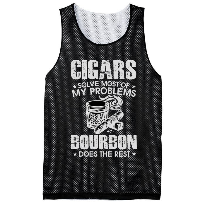 Cigars Solve Most Of My Problems Bourbon Does The Rest Mesh Reversible Basketball Jersey Tank