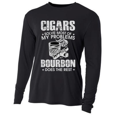 Cigars Solve Most Of My Problems Bourbon Does The Rest Cooling Performance Long Sleeve Crew