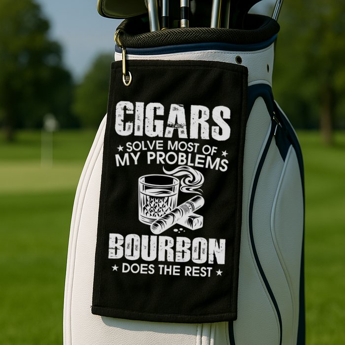 Cigars Solve Most Of My Problems Bourbon Does The Rest Golf Towel