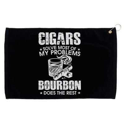 Cigars Solve Most Of My Problems Bourbon Does The Rest Grommeted Golf Towel