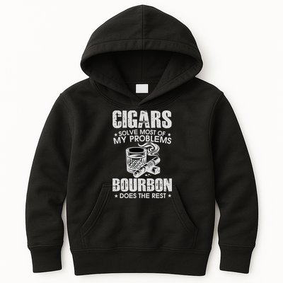 Cigars Solve Most Of My Problems Bourbon Does The Rest Kids Hoodie