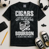 Cigars Solve Most Of My Problems Bourbon Does The Rest Kids Tie-Dye T-Shirt