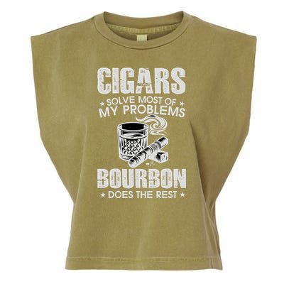 Cigars Solve Most Of My Problems Bourbon Does The Rest Garment-Dyed Women's Muscle Tee
