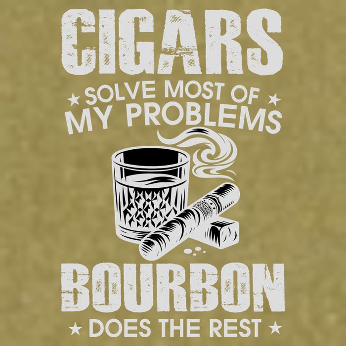 Cigars Solve Most Of My Problems Bourbon Does The Rest Garment-Dyed Women's Muscle Tee