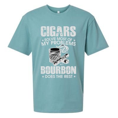 Cigars Solve Most Of My Problems Bourbon Does The Rest Sueded Cloud Jersey T-Shirt