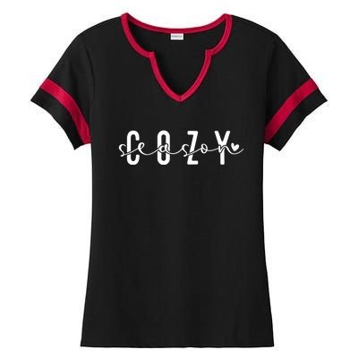 Cozy Season Merry Christmas Cosy Vibes Gift Ladies Halftime Notch Neck Tee