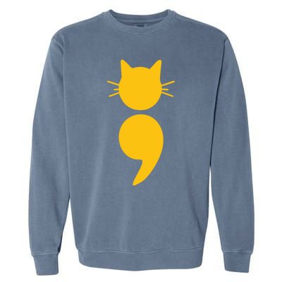 Cat Semicolon May Tal Health Awareness Month Gift Garment-Dyed Sweatshirt