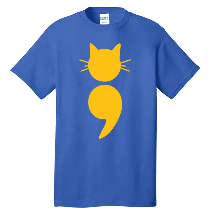 Cat Semicolon May Tal Health Awareness Month Gift Tall T-Shirt