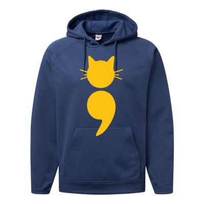 Cat Semicolon May Tal Health Awareness Month Gift Performance Fleece Hoodie