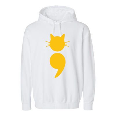 Cat Semicolon May Tal Health Awareness Month Gift Garment-Dyed Fleece Hoodie