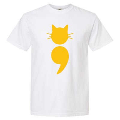 Cat Semicolon May Tal Health Awareness Month Gift Garment-Dyed Heavyweight T-Shirt